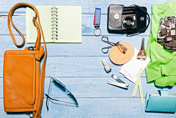 istock Female accessories top view 599138940
