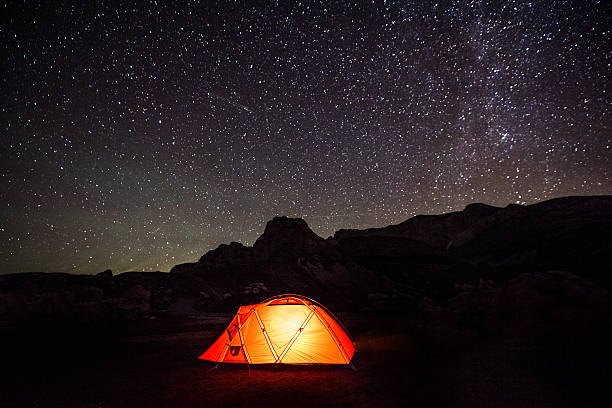 istock Tent in the mountains at night 599139454