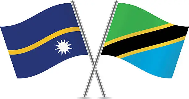Vector illustration of Nauru and Tanzania flags. Vector.