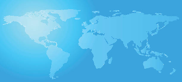 World travel map Blue world map, vector illustration. prc stock illustrations