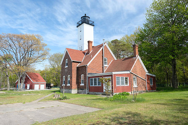 istock Presque Isle lighthouse, built in 1872 599142764