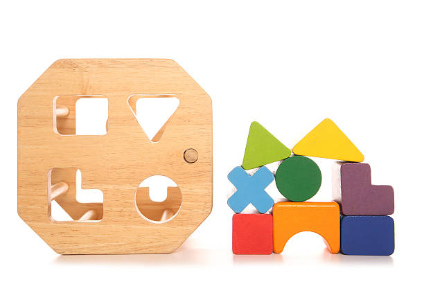 istock Wooden childs shape sorter toy 599145130