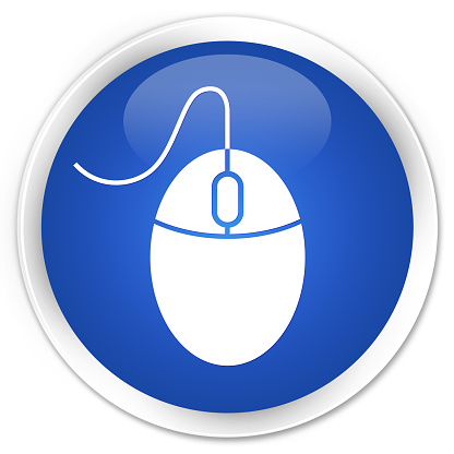 Mouse icon blue glossy round button