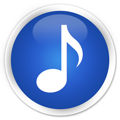 Music icon blue glossy round button