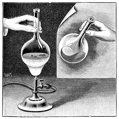 Antique illustration of chemistry experiment