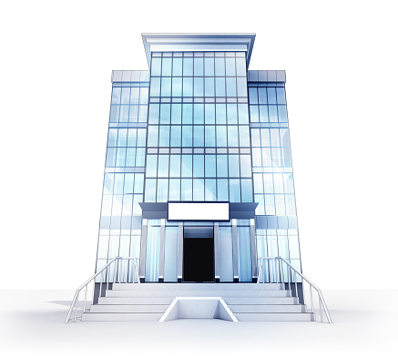 isolated  high office building glass facade concept render illustration