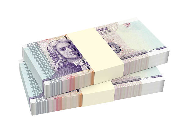 istock Transnistrian ruble bills isolated on white background. 599246474