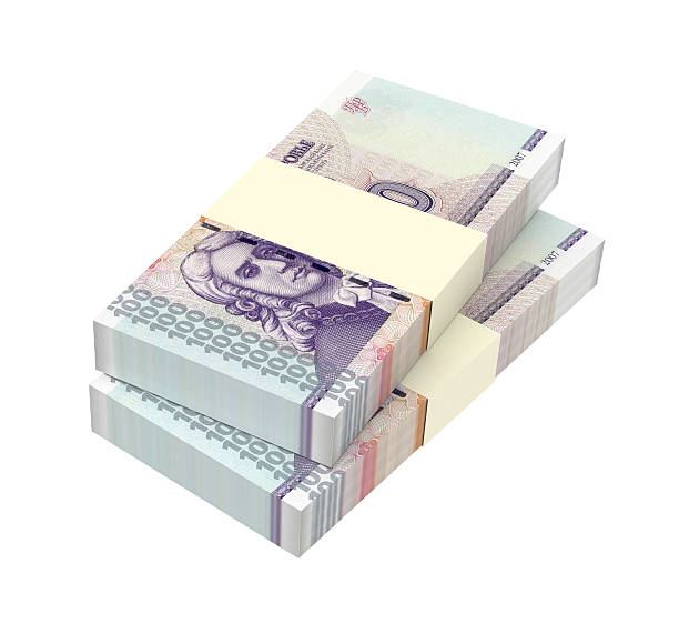 istock Transnistrian ruble bills isolated on white background. 599247024