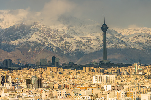 Tehran, Iran - February 3, 2016: Tehran skyline during \