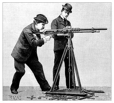 Antique illustration of automatic weapon