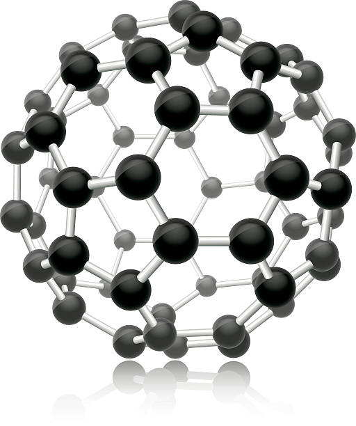 Fullerene molecule, buckyball C60 vector art illustration
