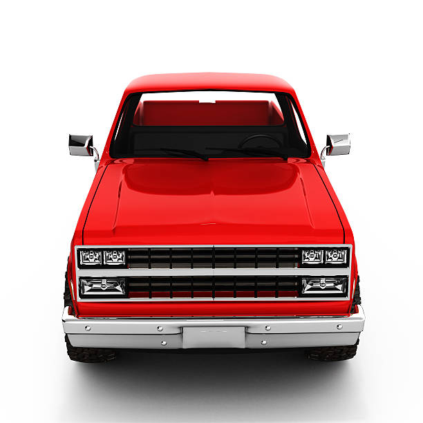 istock Red pickup truck isolated on white 3d 599254458
