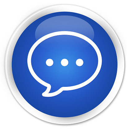 Talk icon isolated on premium blue round button abstract illustration