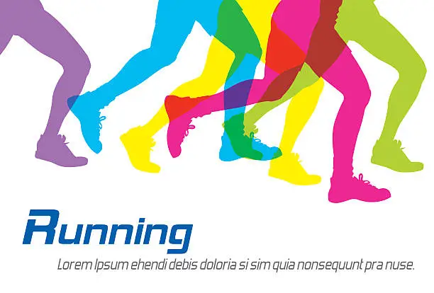 Vector illustration of Running Colorful Silhouettes