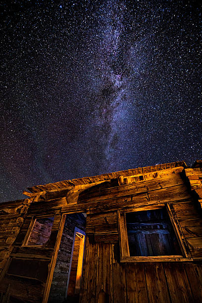 istock Old Cabin Stars and Milky Way at Night 599260044