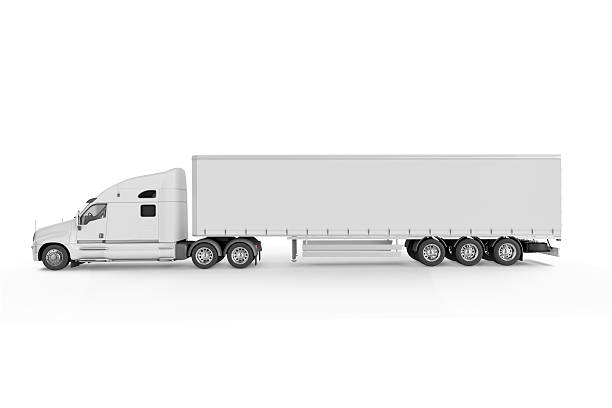 ビッグトラックトレーラー - 白い背景に - semi truck vehicle trailer truck empty ストックフォトと画像