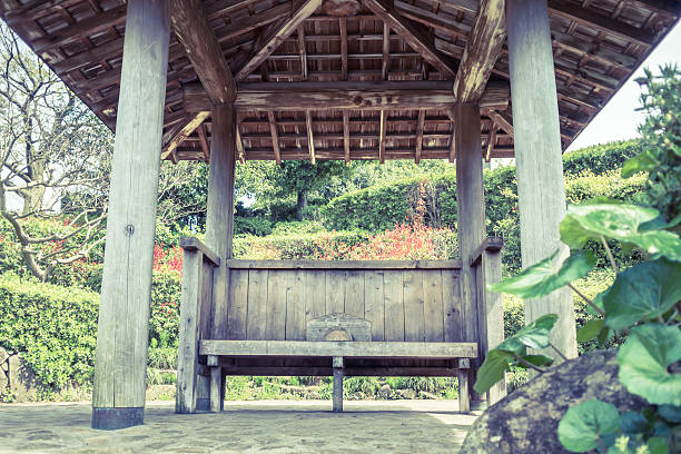 istock Scenery with the bench / Break hut of the park 599264574