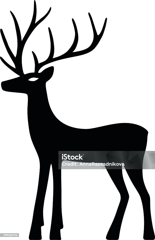 Marvelous deer stands Marvelous deer stands (silhouette), design for Xmas cards, banners and flyers, vector illustration isolated on white background Animal stock vector