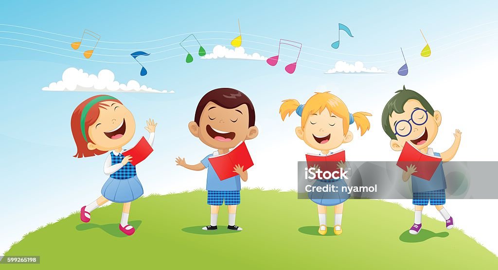 groups of school children singing in choir vector illustration of groups of school children singing in choir Child stock vector