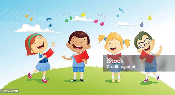 Groups Of School Children Singing In Choir Stock Illustration - Download Image Now - Child, Childhood, Performance Group