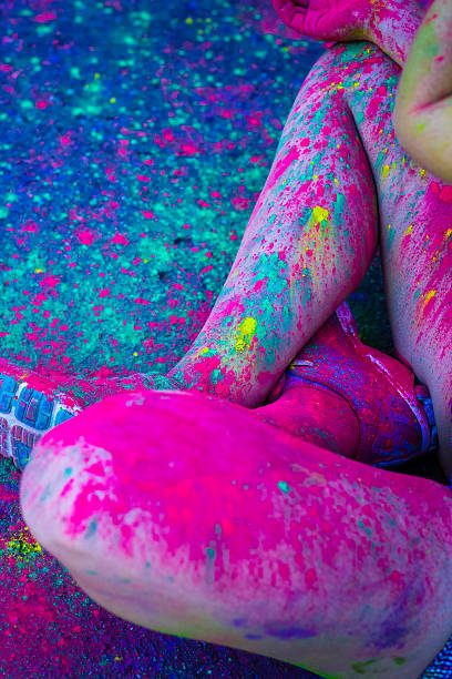 istock Female legs covered dry paint 599267962