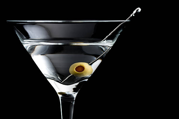 istock Vodka martin cocktails on black background 599268092
