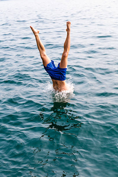 outdoor bathing in the cool water of a mountain lake