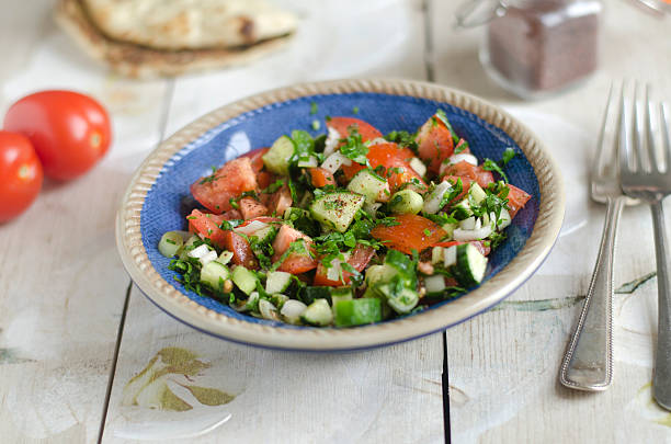 Israeli chopped salad stock photo