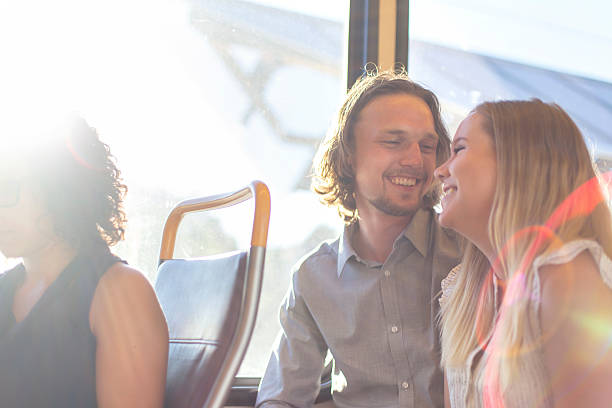 istock Young heterosexual couple enjoying public transit 599271566