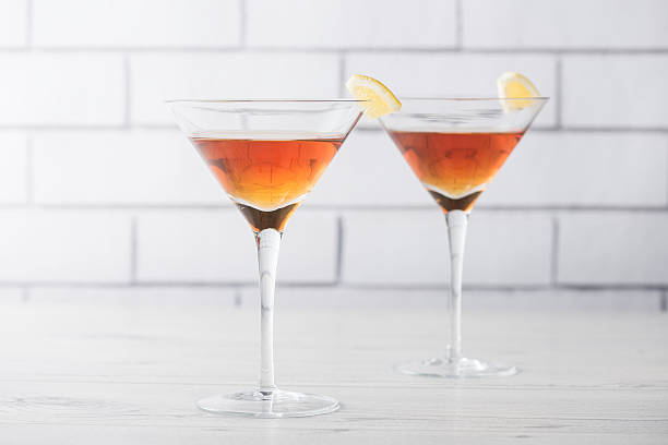 istock Fresh home made Manhattan cocktails with garnish 599272480