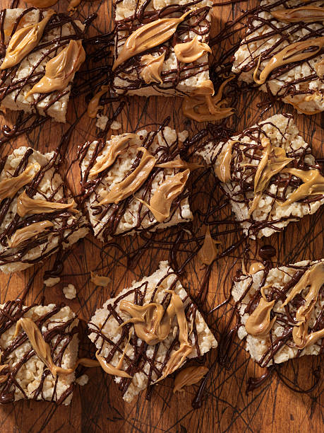 istock Marshmallow Crispy Rice Squares with Chocolate and Peanut Butter 599272832