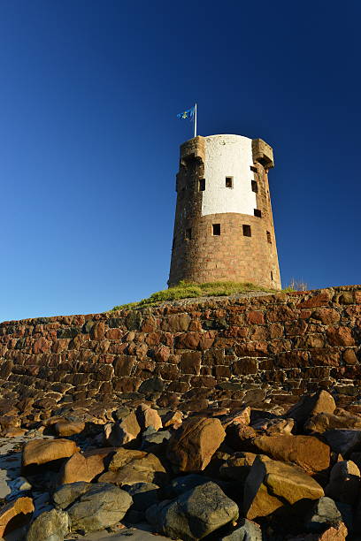 wieża le hocq, jersey, zjednoczone królestwo - le hocq tower zdjęcia i obrazy z banku zdjęć