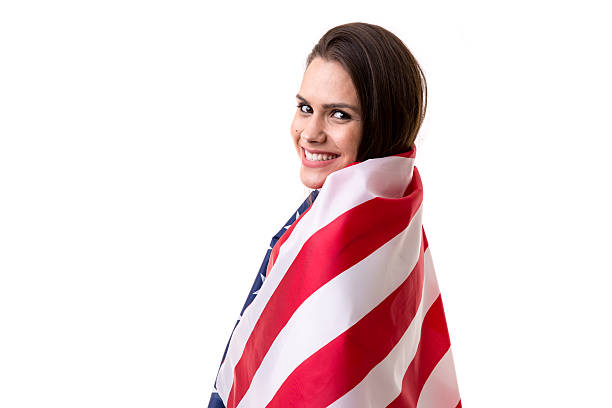istock American fan holding USA flag 599275916