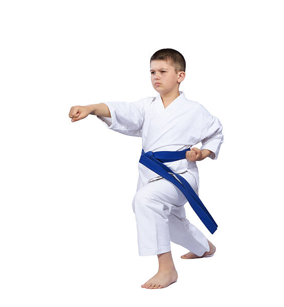 istock On a white background karate boy beats punch arm isolated 599275920