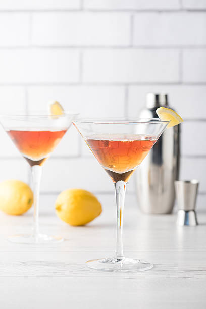 istock Fresh home made Manhattan cocktails with garnish 599276760