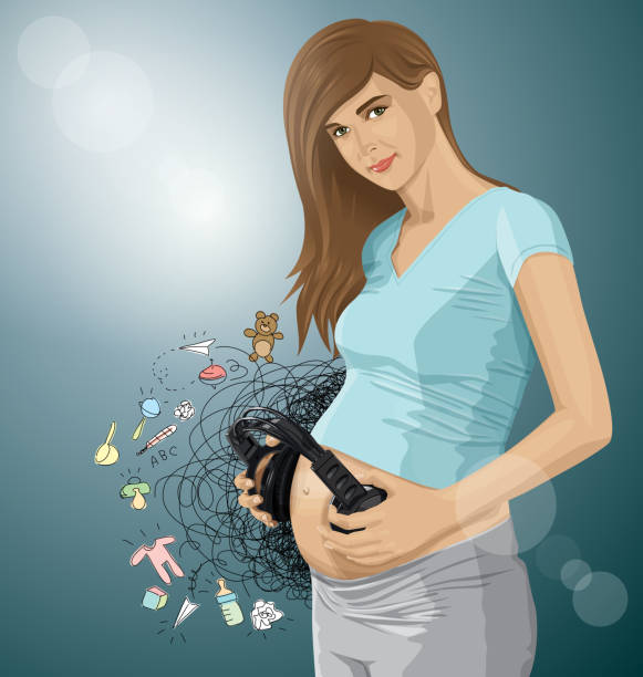 10+ Pregnant Belly Headphones Illustrations, Royalty-Free Vector