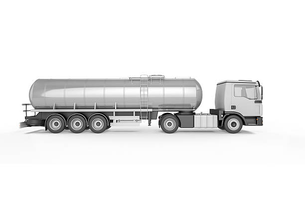 caminhão grande petroleiro isolado em fundo branco - truck fuel tanker isolated semi truck - fotografias e filmes do acervo