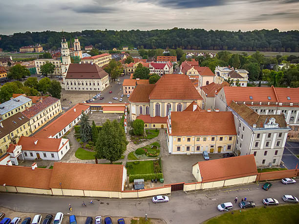 istock Kaunas, Lithuania: aerial top view of Old Town 599458866