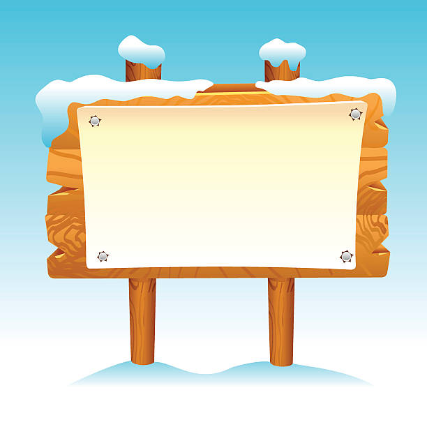 木製看板雪冬のポストアイコンアイコンラベルセット - furniture table isolated old点のイラスト素材／クリップアート素材／マンガ素材／アイコン素材
