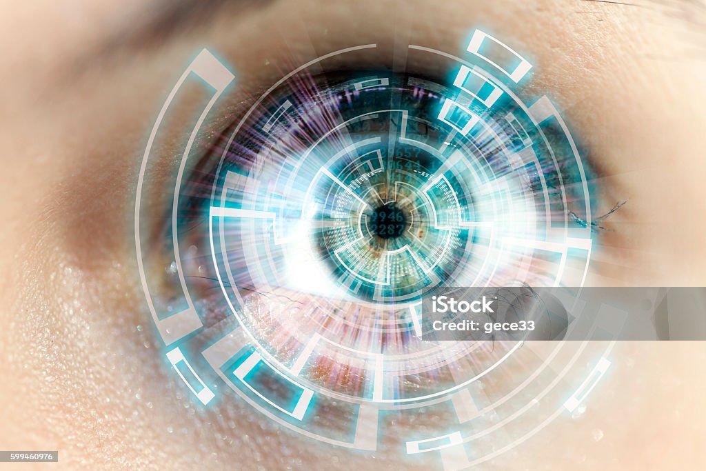 futuristic eye Eye Surgery Stock Photo