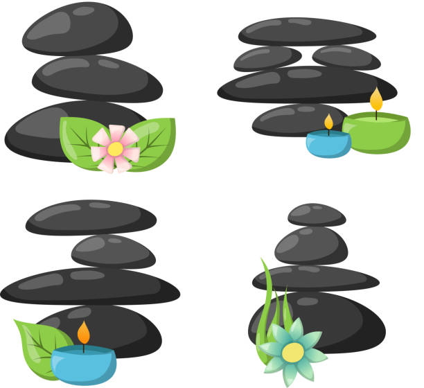 kamienie spa izolowane ilustracji wektorowej. - rock vector stack heap stock illustrations