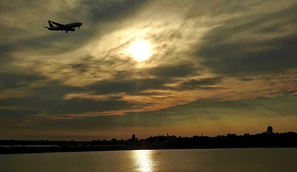 Sunset Landing stock photo
