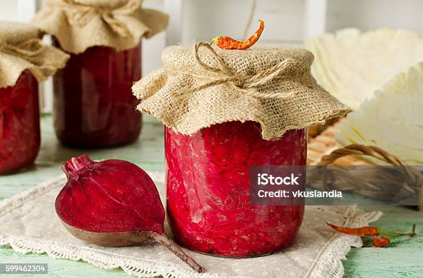 Salad With Cabbage And Beets Stock Photo - Download Image Now - Beet, Common Beet, Can