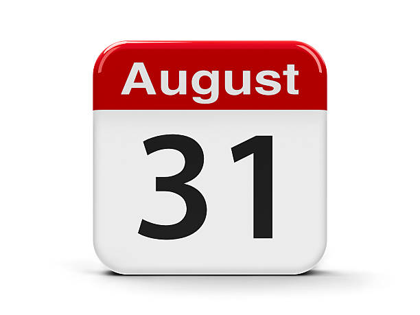 31st August Calendar web button - The Thirty First of August - Independence Day of Kyrgyzstan, three-dimensional rendering, 3D illustration number 31 stock pictures, royalty-free photos & images