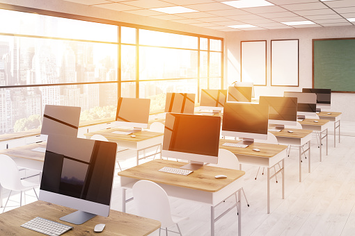 School Computer Lab Photoshop Computer Lab At School Stock Photo - Download Image Now - Blank, Chair ...