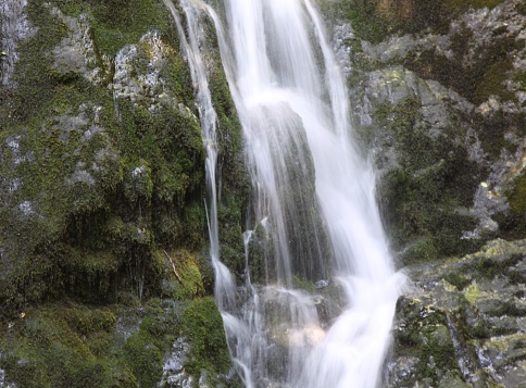 Close-up of a waterfall using a slow shutter to enhance effect