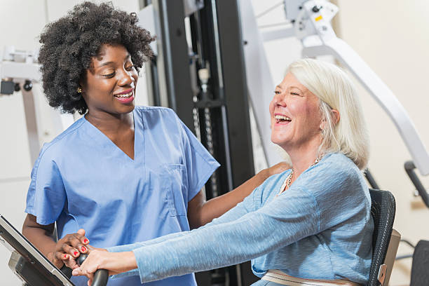 istock African American physical therapist working with patient 599471298