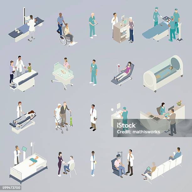 Medical Spot Illustration Stock Illustration - Download Image Now - Isometric Projection, Patient, Senior Adult