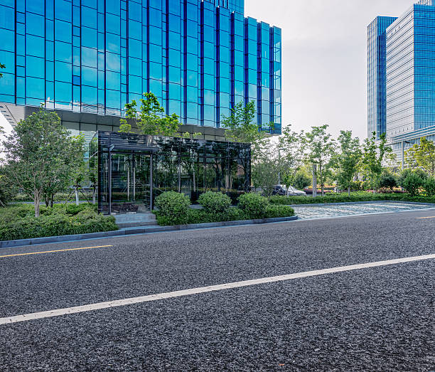 istock city empty road with modern buildings  background 599477360