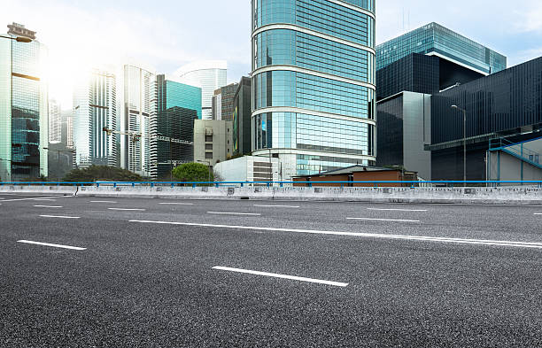 istock city empty road with modern buildings  background 599478018